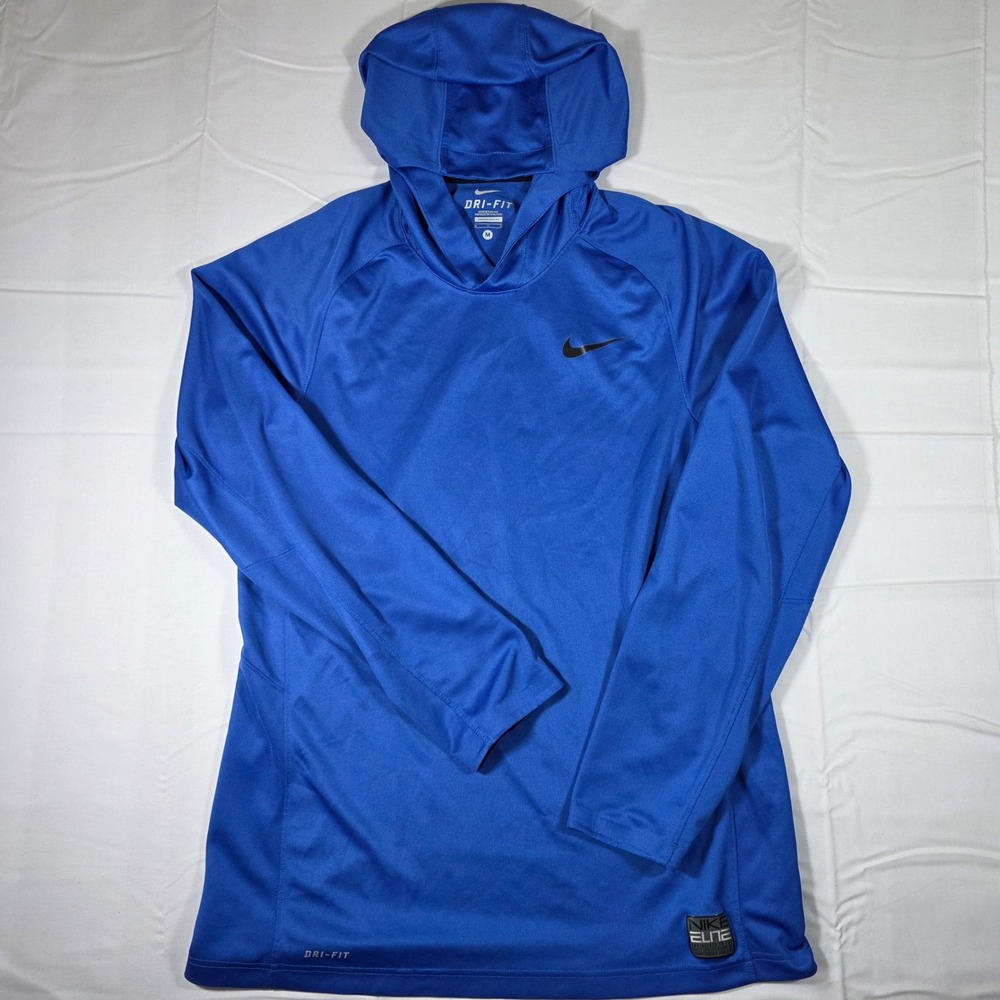 Nike Elite Dri-FIT Hoodie Mens Medium Blue Pullover Training Sweatshirt